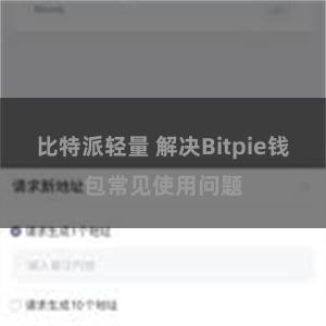 比特派轻量 解决Bitpie钱包常见使用问题